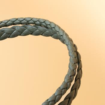 Preview: Doppeltes grünes Armband aus italienischem Nappaleder mit versilberter Oberfläche - Duo Green